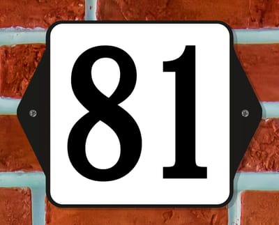 Huisnummerbord Klassiek - Nummer 81 - 14 x 11 cm - incl. bevestiging | - naambord - nummerbord - voordeur
