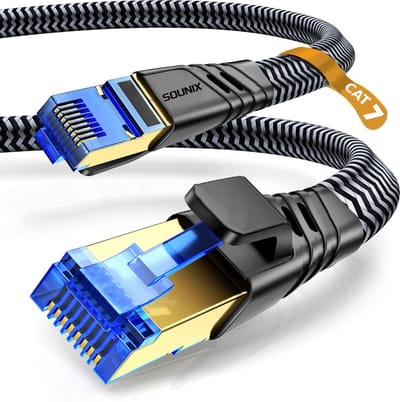 Sounix Internetkabel Cat 7 - Netwerkkabel - F/FTP - 10Gbps 600Mhz RJ45 Flat Netwerkkabel - Afgeschermd - 3 meter