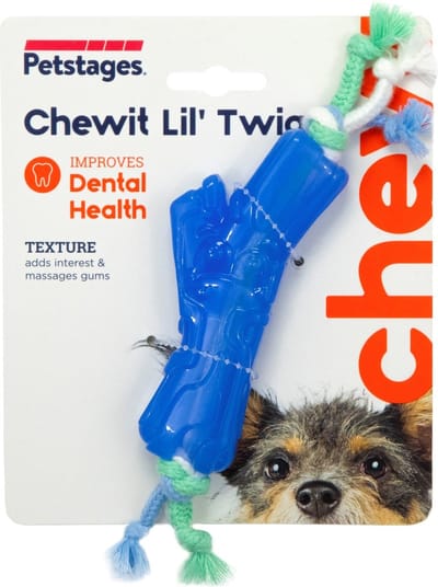 Petstages Orka Chewit Lil' Twig - Hondenspeelgoed - 21x4.5x1.5 cm 120 g Mintgroen Blauw