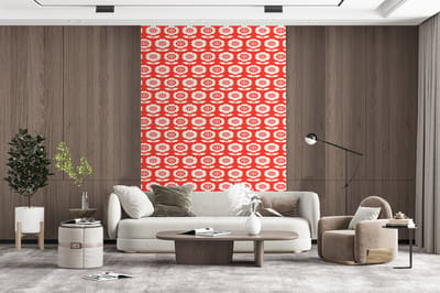 Behang - Fotobehang Bloemen - Patroon - Rood - Breedte 200 cm x hoogte 300 cm
