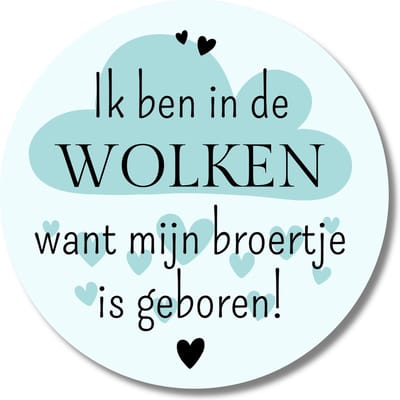 20 x Sticker Broertje Geboren | Blauw | 40 mm | Geboorte Jongen | Trakteren Zus Broer