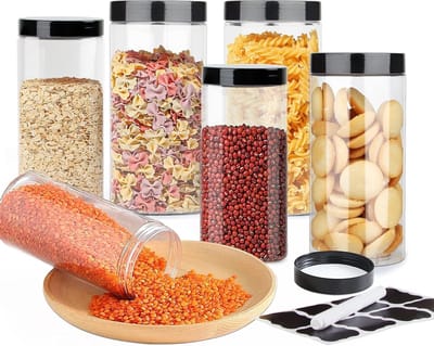 Opbergdoos - Set van 6 stuks - Voedselopbergdoos met deksel - Cornflakes, Muesli, Meel - Keukenopslag Voorraadbussen