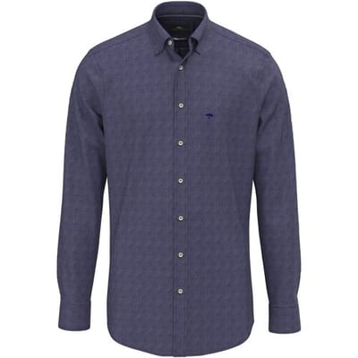 Fynch-Hatton Overhemd Denim Shirt Fine Pattern Kent Navy / male