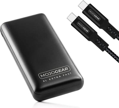 MOJOGEAR MINI XL 20.000 mAh EXTRA FAST powerbank met USB-C naar USB-C kabel 100W USB 3.1 Extra Sterk 1,5 m