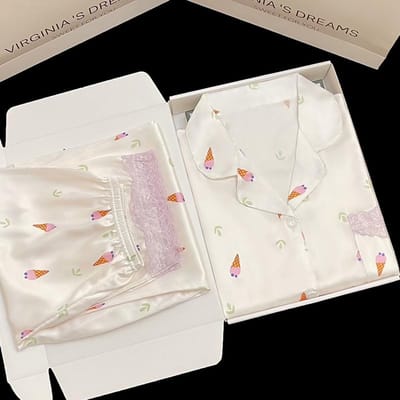 Lente Herfst Nieuwe Ijszijde Zachte Pyjama Sets voor Dames Kant Revers Cardigan Outfits voor Dames 2-delige Set Zoet Roze Dames Pyjama M white