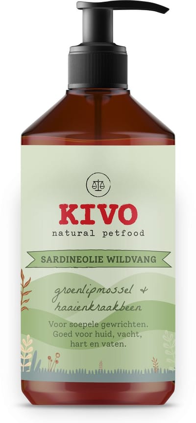 Kivo Petfood Supplement Sardineolie met Groenlipmossel & Haaienkraakbeen 1000 ml - Ondersteuning gewrichten & bot