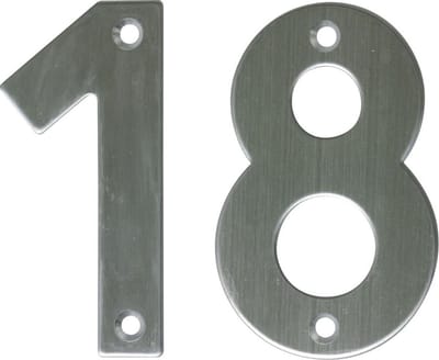 AMIG Huisnummer 18 - massief Inox RVS - 10cm - incl. bijpassende schroeven - zilver