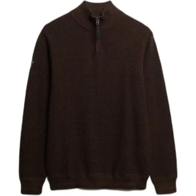 Superdry - Katoenen trui met halve rits en textuur - Heren - Sweaters