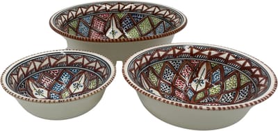 Salade set 3 delig Marron hapjes schaal bruin wit aardewerk | MAR.SS.3D | Dishes & Deco