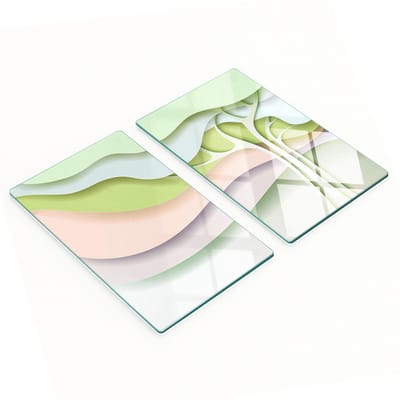 Stijlvolle en duurzame glazen borden met abstracte boomprint 2x30x52 cm