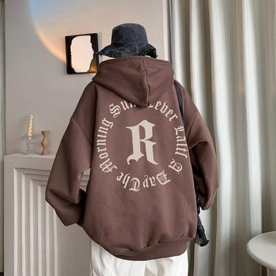 Lente en Herfst Pullover Trui Heren Casual Trend Merk Letter Bedrukte Hoodie Losse Mode Jongens Jas met Capuchon 4XL