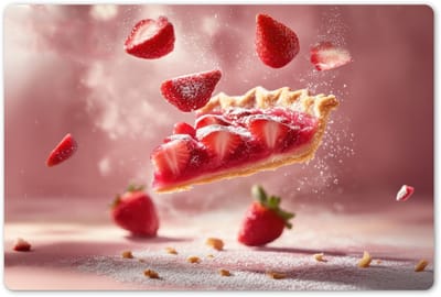 Placemats 45x30 cm - Placemat kunststof - 1 stuk - Aardbei - Taart- Eten - Roze - Borden onderleggers - Decoratie voor op tafel - Keuken tafeldecoratie accessoires - Vinyl onderlegger - Tafelversiering
