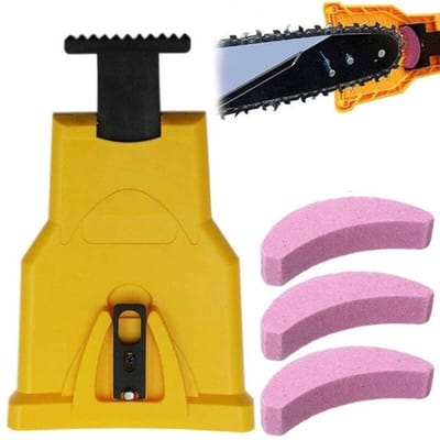 Kettingzaagslijper, kettingzaagslijpset, inclusief 3 slijpstenen, een handig gereedschap voor houtbewerking, geschikt voor houthakkers en grasmaaiers.