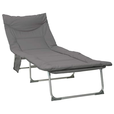 vidaXL - Opvouwbare - zonnebed - met - kussen - Antracietkleurig