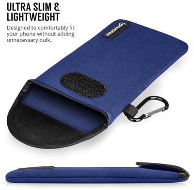 MobyDefend Hoesje - Geschikt voor Google Pixel 9 / Pixel 9 Pro - Neopreen Pouch Met Karabijnhaak - Insteek - Riemlus - Blauw