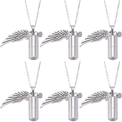 Allecto - Gedenksieraden - Roestvrij staal - Vleugelketting 45 cm - As van huisdieren - Herinnering voor huisdieren - Uniek ontwerp
