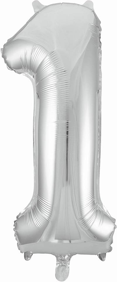 Folie Ballon Cijfer 1 - Zilver - 100 cm Hoog - Geschikt voor Helium & Lucht