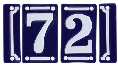 Best for Boots huisnummer 72 met sierrand - Oudhollands - emaille - blauw/wit