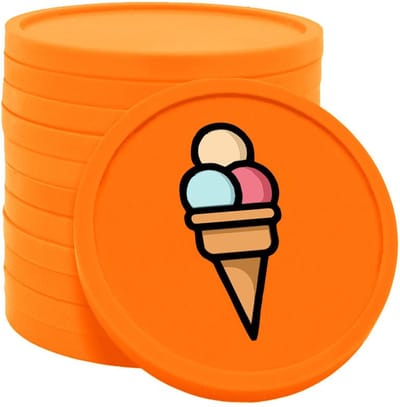 CombiCraft ijsje munten oranje Ø29mm enkelzijdig bedrukt - 100 stuks