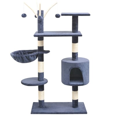 vidaXL - Kattenkrabpaal - met - sisal - krabpalen - 125 - cm - donkerblauw