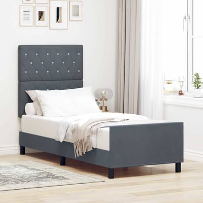 vidaXL - Boxspring - bed - met - hoofdeinde - Donkergrijs - 80 - x - 200 - cm - Fluweel