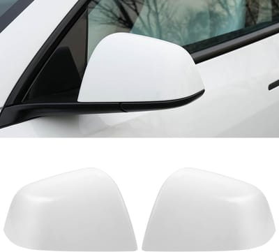 Compatibele Spiegelcovers voor Tesla Model Y (2020-2024) - Links en Rechts, Zijdelingse Spiegelbescherming, Tesla Accessoires in Parelwit