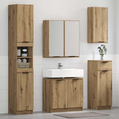 vidaXL - Badkamermeubel - Set - met - lade - 3 - pcs - Artisan - Eiken - Bewerkt - hout