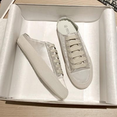 Baotou Halve Pantoffels Dames Bovenkleding Platte Witte Schoenen Damesschoenen Niche Dikke Zool Satijnen Sandalen en Pantoffels 40 zilver