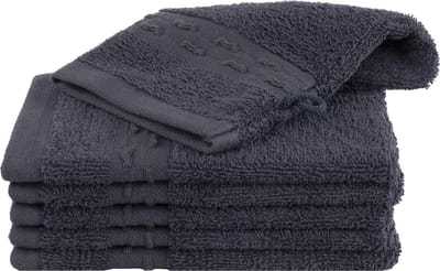 Homéé washandjes golf jacquard 550g. m² 15x22cm 100% katoen badstof set van 6 stuks - mauna (blauw/antraciet)