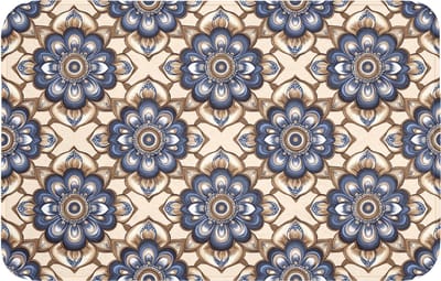 WC mat 80x50 cm - Antislip - Floraal - Ornament - Blauw - Toiletmat - Vloermat - Douchemat - Toilet tapijt - Toiletmatten