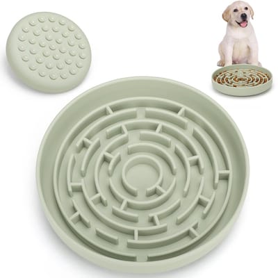 Gloovon® - Slowfeeder Hond - Anti-schrokbak - Ø19 cm - Voorkomt Schrokken & Overgewicht - Geschikt voor alle hondenrassen - Siliconen - Lichtgroen