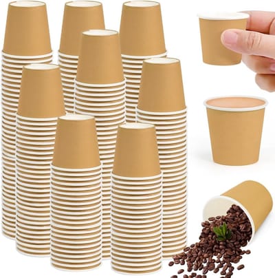 Kartonnen bekers 400 stuks, bruin, 30 ml, mini-bekers van kraftpapier voor warme dranken, koffiekopjes en espresso shots