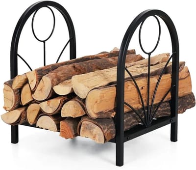 Brandhoutrek - Houtopslag - Haardhout Opslag - Smeedijzeren Constructie - 40 x 35 x 40 cm - Zwart