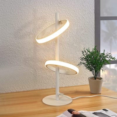 NETTLIFE Tafellamp LED - Wit - 2 ringen - 3000K Warm wit Licht - 13W Moderne nachtlamp - Draaibaar Afneembaar - voor slaapkamer | woonkamer | kinderkamer | kantoor