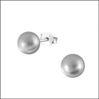 Aramat Jewels | Oorbellen | Zilveren Parel Oorbellen - Tijdloze Elegantie | 6mm / Grijs | | | Zilver | Kinderen, Volwassenen | Verkleurd niet