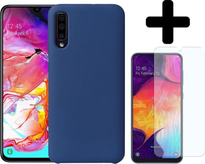 Hoesje - Geschikt voor Samsung Galaxy A50 - Sterk & Shockproof - Siliconen Case - Hoes Cover - Telefoonhoes - Donkerblauw