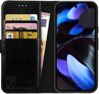 Rosso Element Geschikt voor Google Pixel 9a | Wallet Book Case | Portemonnee Hoesje | 3 Pasjes | Magneetsluiting | Stand Functie | Zwart