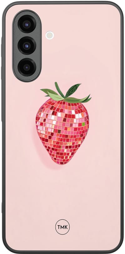Hoesje geschikt voor Samsung Galaxy A26 - Disco aardbei - Roze - TPU case - Print - Hardcase zwart telefoonhoesje