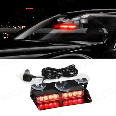 LED Auto Stroboscooplamp Voor Noodgeval Knipperende Waarschuwingslamp Voorruitbalk 8 Lampjes Rood Blauw Amber Wit Waterdicht Auto Verlichtingsmontage gray