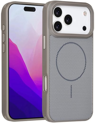 Carbon Fiber Backcover Geschikt voor: iPhone 17 Pro Max – AntiShock Schokbestendig – Krasbestendig – Slank & Stijlvol Ontwerp – Premium Bescherming - Grijs