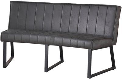 Eetkamerbank Menzo ovaal 160cm zwart microvezel ovale eetbank