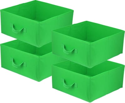 LAVITA® Opbergmand Textiel - 31x31x15 Groen 4 Stuks - Opbergbox Kast Organizer Opbergdoos - Kastlade Verdeler Voor Kleding Ondergoed Badkamer Kledingkast - Vouwdoos Stoffen Doos Opbergdozen