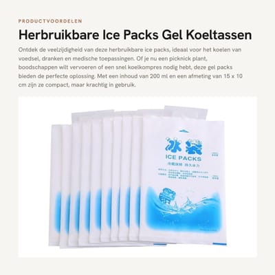 Dailygoods- Ice Packs Herbruikbaar - 10 Stuks - Gelverpakking 200 ml - Koeltassen - Medisch Gebruik - Afmetingen 15 x 10 cm - Koelpack
