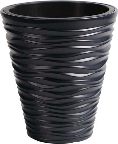 Prosperplast Plantenpot/bloempot Sand Dunes - buiten/binnen - kunststof - antraciet - D35 x H38 cm - met binnenpot