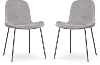 Nolon Nora-Fé Eetkamerstoelen Set van 2 Ribstof Warm Grijs - Stof - Zwarte Poten - Modern