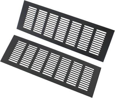 2x Set Zwarte Aluminium Ventilatie Rooster Rechthoekig Vent Latten voor Kast, Keuken of Plafond