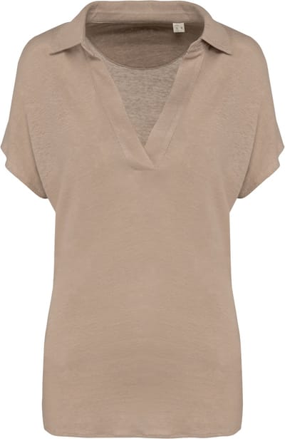 Spasso Linnen damespolo SP221 - Wet Sand - XS