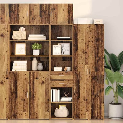 vidaXL - Highboard - Oud - Hout - 45 - x - 42,5 - x - 185 - cm - Bewerkt - hout