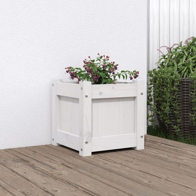 vidaXL - Plantenbak - 31x31x31 - cm - massief - grenenhout - wit