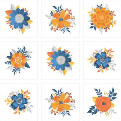 9 tegelstickers bloemen 15x15cm transparant - badkamer, keuken en toilet - zelfklevend - peel and stick - decoratiestickers - plakfolie stickers - backsplash
